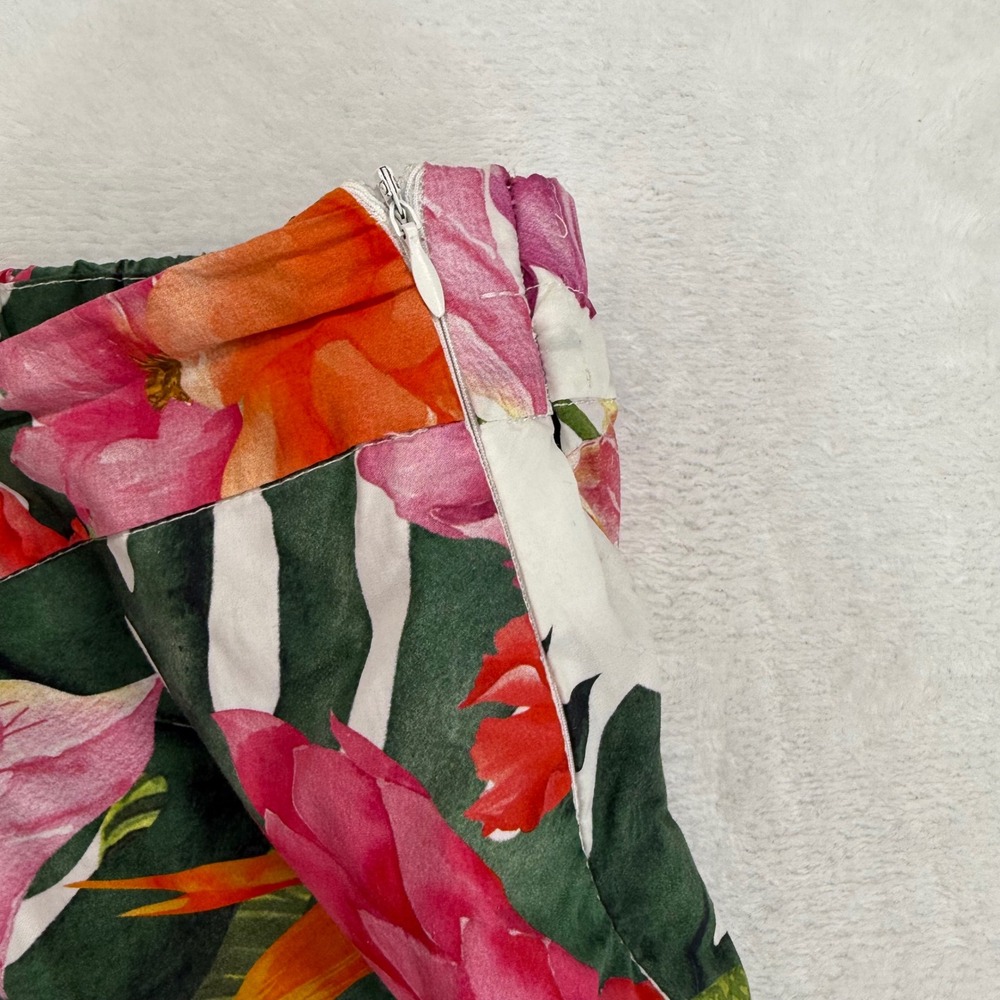 Boston Proper Womens Large Tropical Floral Tiered Maxi Skirt Pink Orange Green - Picture 5 of 7
